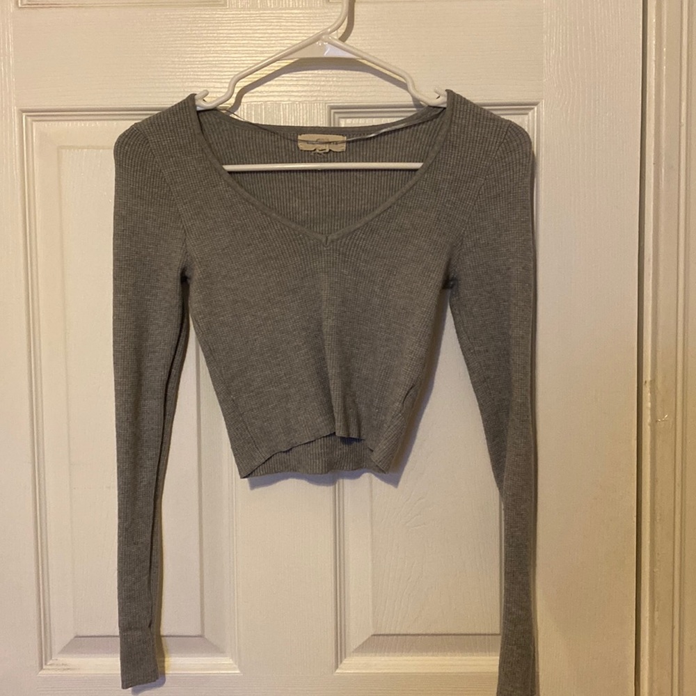 PacSun LA hearts cropped gray top